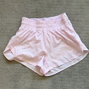 Lululemon Track That High Rise light pink shorts. 3inch inseam. Size 6.